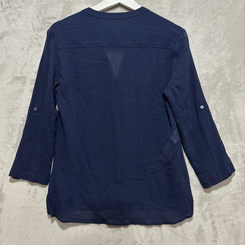 Tommy Bahama Women's Size XS Coastview Gauze Coastal Roll Tab Sleeve Blouse - Picture 2 of 7